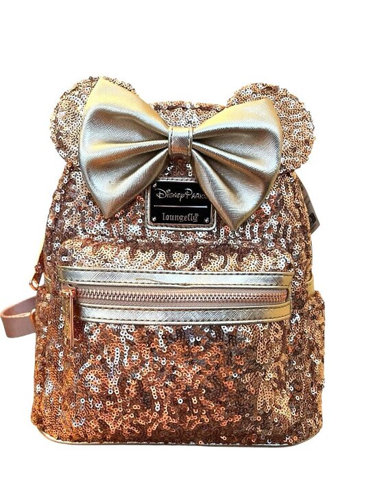 Loungefly Disney Parks Rose Gold Sequin Minnie Mouse Mini Backpack NWT main image 5
